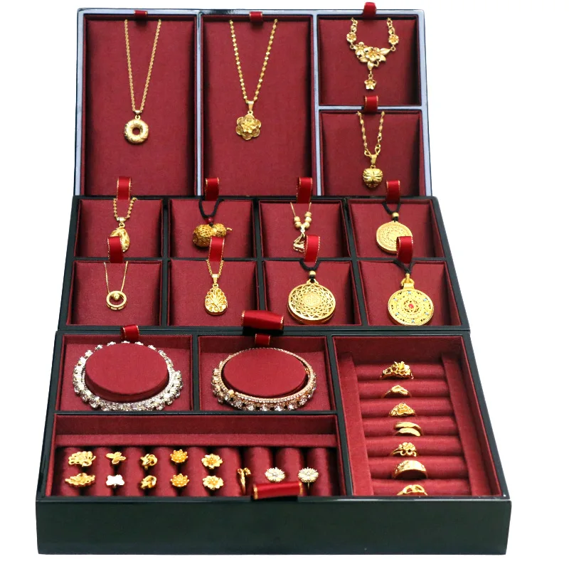 New rectangular four-layer large-capacity piano paint gold jewelry display storage box bracelet jewelry packaging box