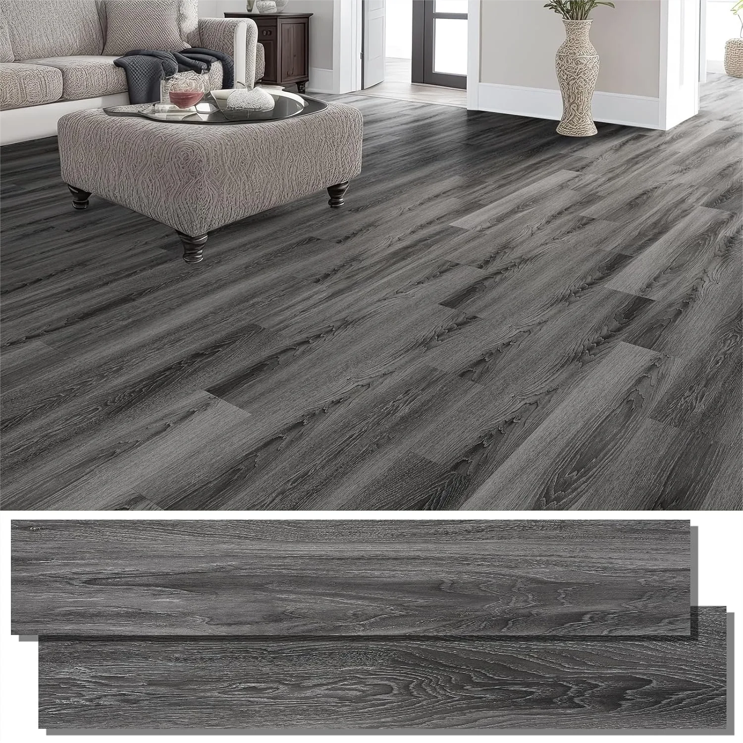

Peel and Stick Floor Tile Vinyl Flooring 36-Pack 54 Sq.Ft Waterproof Self Adhesive Wood Grain for Bedroom Kitchen Living Room RV
