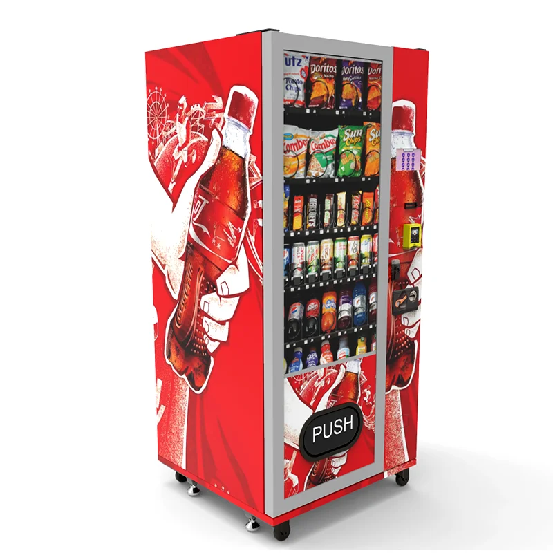 New Drink Yellow Vending Machine Fresh Frozen Food Vending Machine For Foods And Drinks