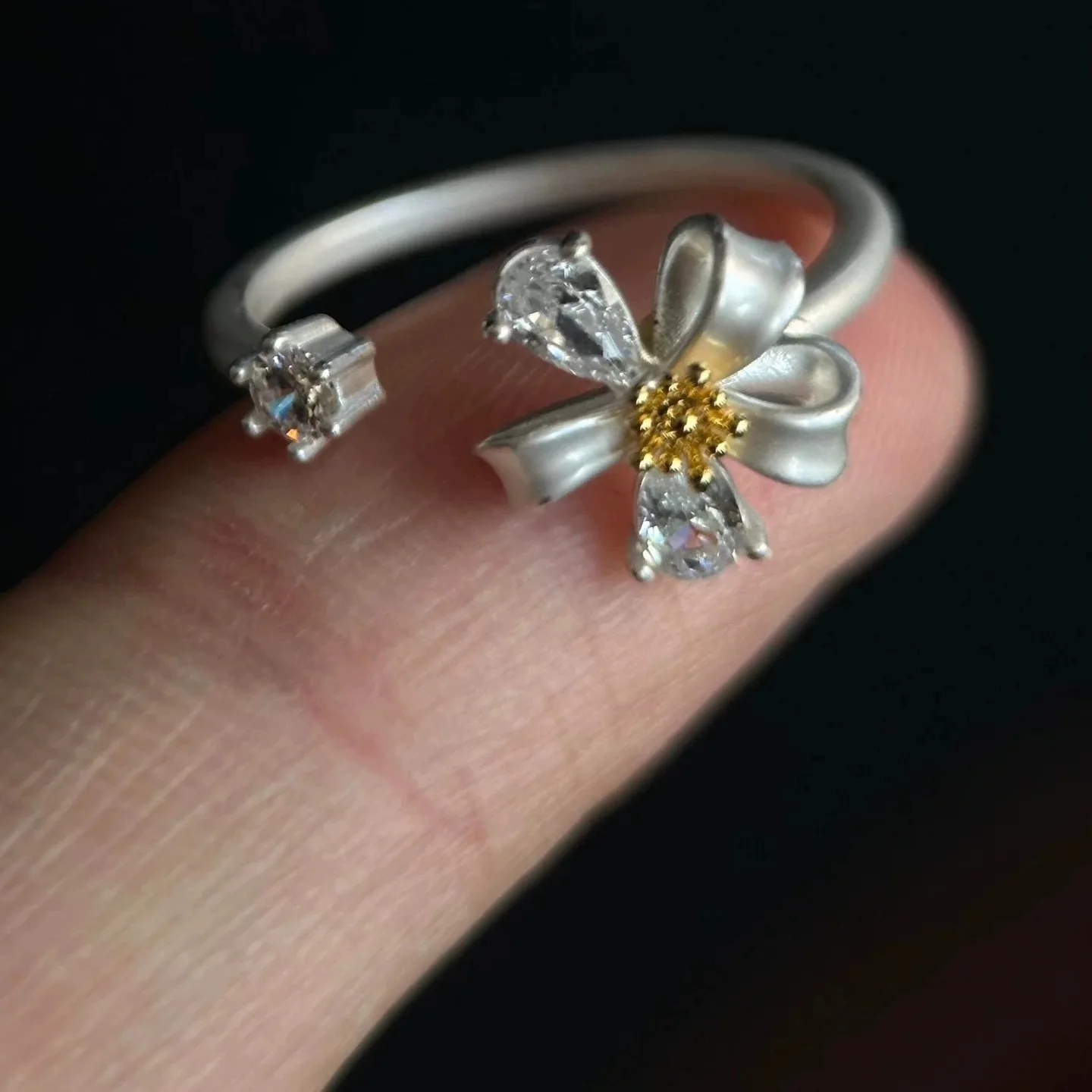 GANPUP Silberfarbener Minimalistischer Verstellbarer Offener Ring für Frauen, Modischer Neuer Fingerring, Schmuck, Paargeschenk, Party-Accessoire – Detail 6