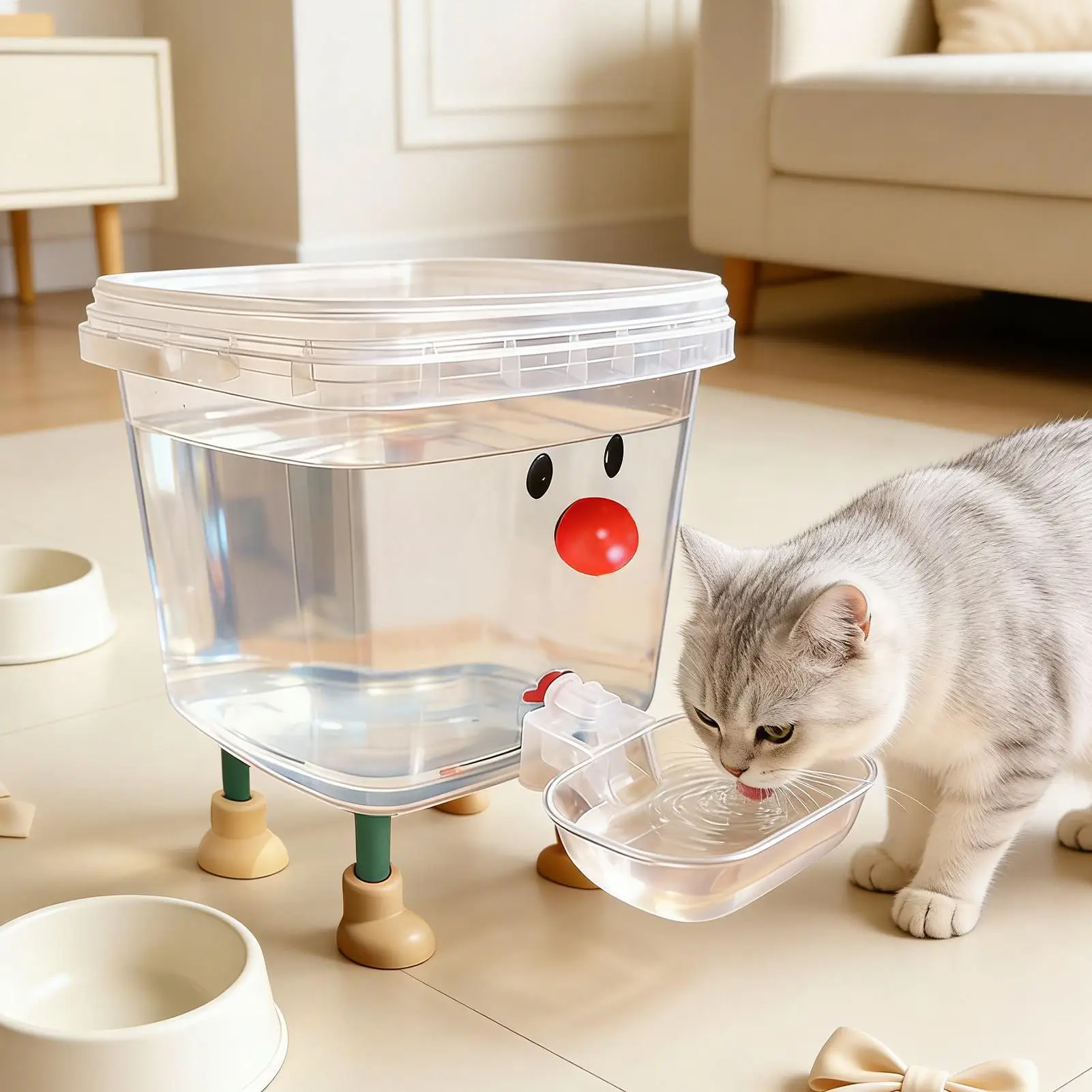 3/5L 자동 애완동물 급수기 스마일 페이스 자동 고양이 강아지 정수기 대용량 애완동물 급수기 가정용 실내용