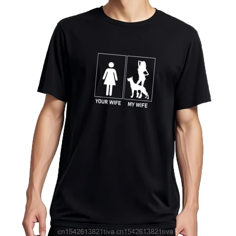 Tu esposa, mi esposa con perro belga Malinois, camiseta personalizada en blanco, camiseta de gran tamaño, ropa para hombre