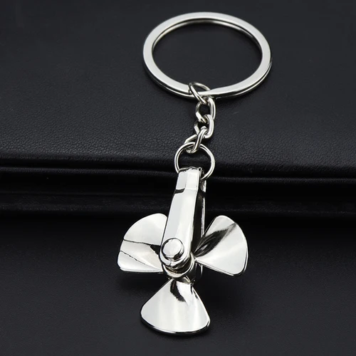 1PC New Creative Rotatable Metal Alloy Propeller Car Keychain Relieve Stress Fan Leaf Wind Mill Key Ring Jewelry Accessories 