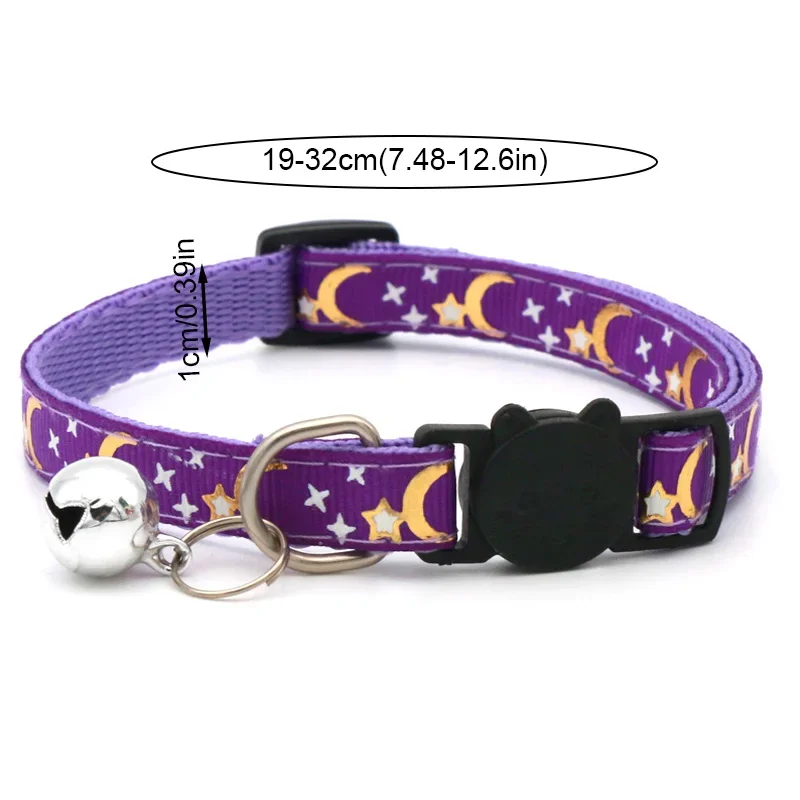 Pet Cat Collars with Moon Star Pendant Adjustable Puppy Kitten Necklace Fruits Pattern Cats Rabbit Collars Moon Cat Collar