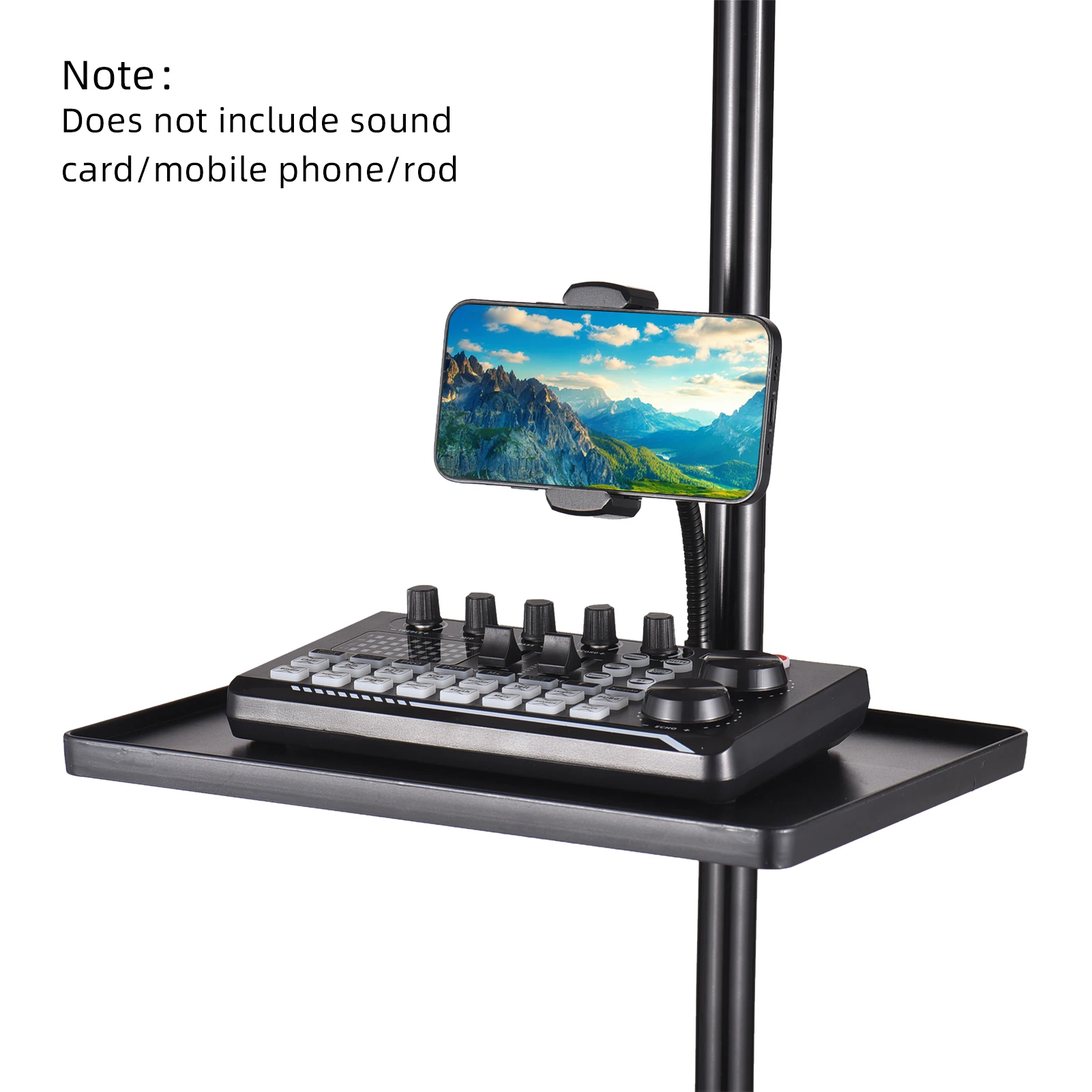 270 * 205mm Universal Microphone Stand Clamp-on Tray Sound Card Tray Mic Stand Tray Soundcard Phone Versatile Tray Storage Shelf