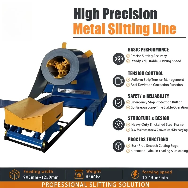 High definition and high speed automatic steel coil hydraulic uncoiling, leveling, slitting, winding and slitting production lin