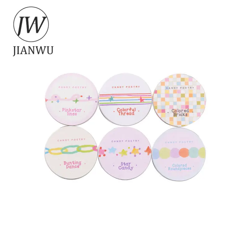 JIANWU 10mm*200cm Colorful Dots Star Line Landscape Material Collage Scrapbooking Washi Tape Creative DIY Journal Stationery - view 5
