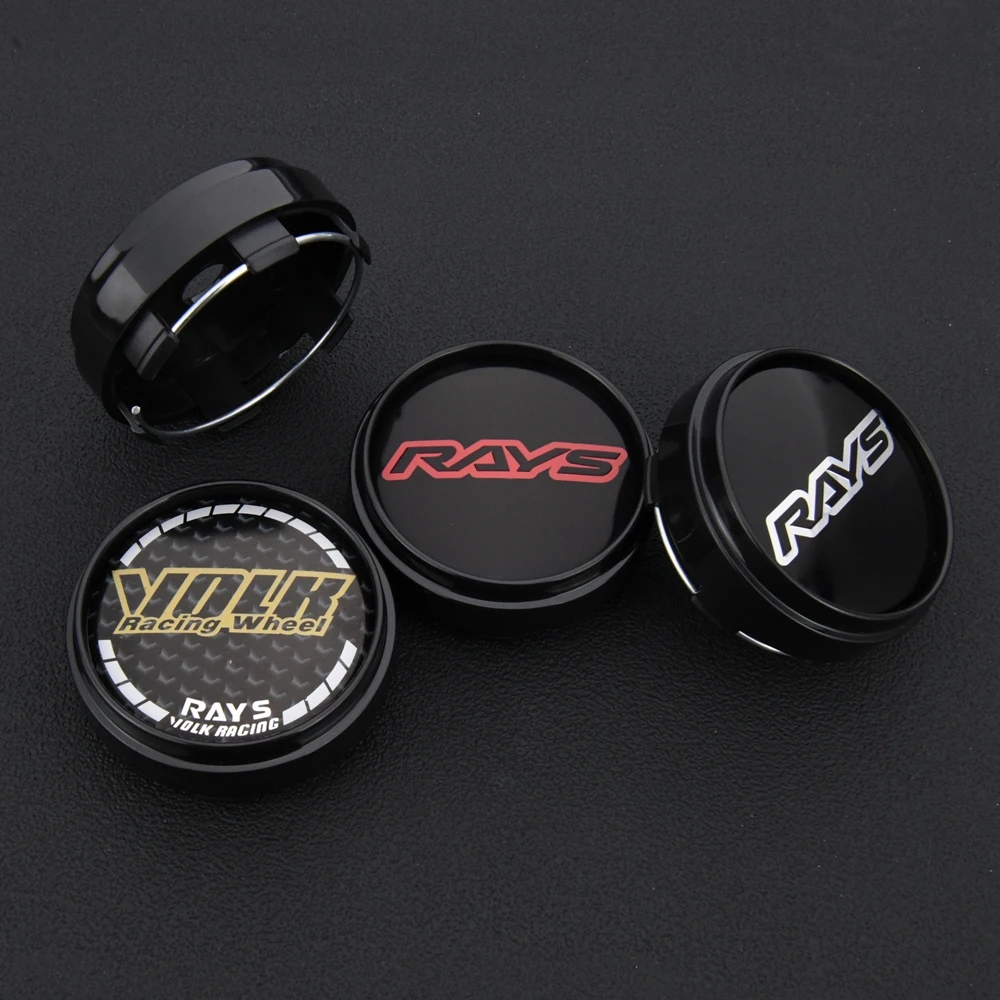 4PCS JDM Clip 62mm Wheel Cap Sport Rim Cap VOLK RAYS Center Caps Wheel Cover Hub Cap Black & Silver