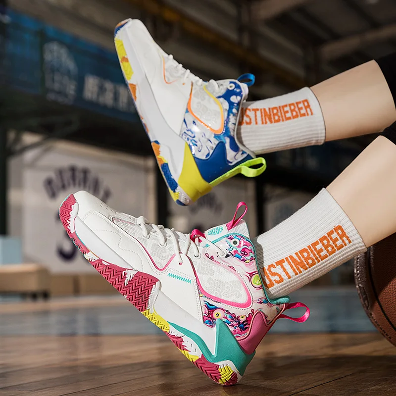 

2022 Couple Sneakers Men Air Cushion Basketball Shoes Women Leather Sports Shoes Male Trainers High-top Waterproof Boots