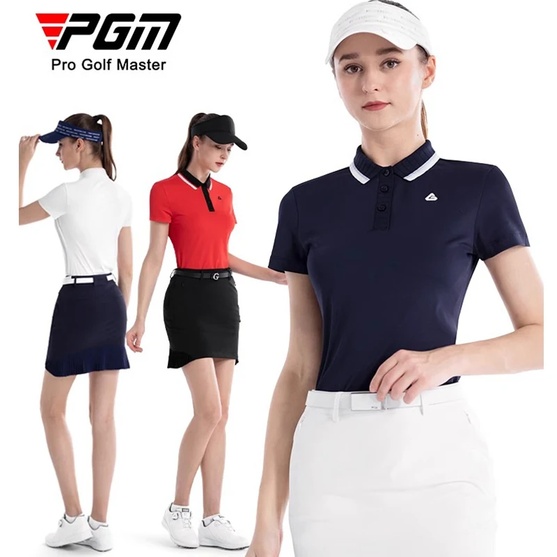 2024 Pgm Golf Wear Women Casual Polo Shirt Summer Slim Sport Golf Apparel Ladies Short Sleeve Quick Dry Breathable Tops S-XL