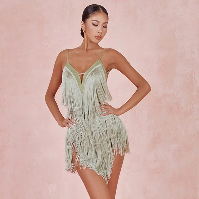 ZYM Crypto Full Fringed Dress Sexy Slip Latin Dance Dresses Skirts Women Ballroom Dance Competition Dress Practice Clothes 6214