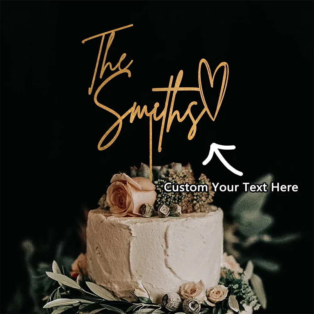 1PC Custom PMMA Cake Plug - Personalized Name & Numbers, Metallic Texture, DIY, Laser Engraved, Ideal for Ceremonial Moments & G