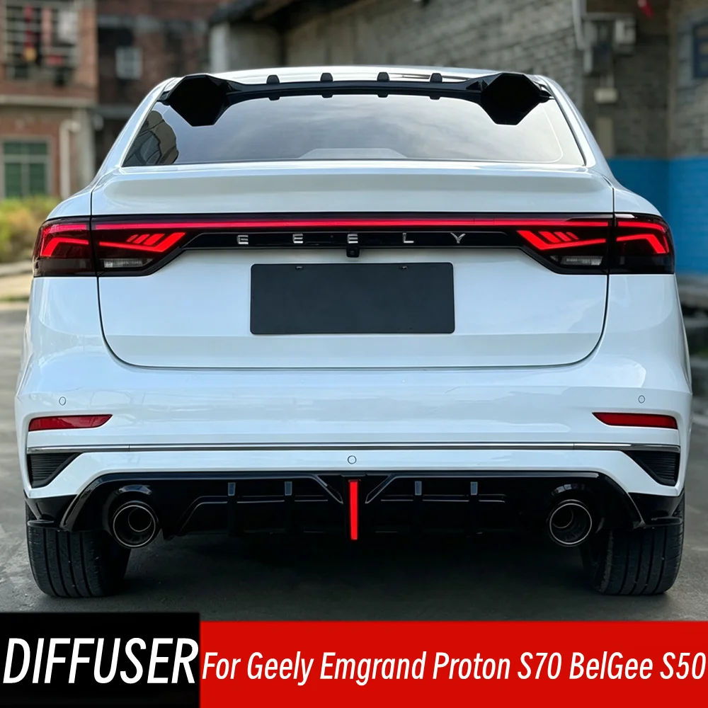 For 2021-2025 Geely Emgrand Proton S70 BelGee S50 New Emgrand Rear Bumper Diffuser Splitter Exhaust Pipe Car Accessories Part