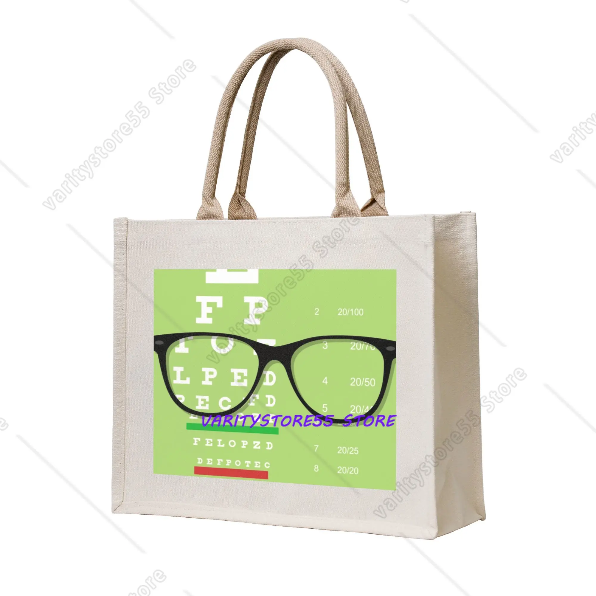 Funny Eye Glasses Chart Shopping Tote Bags Portable  Grocery Shopper Shoulder Bag