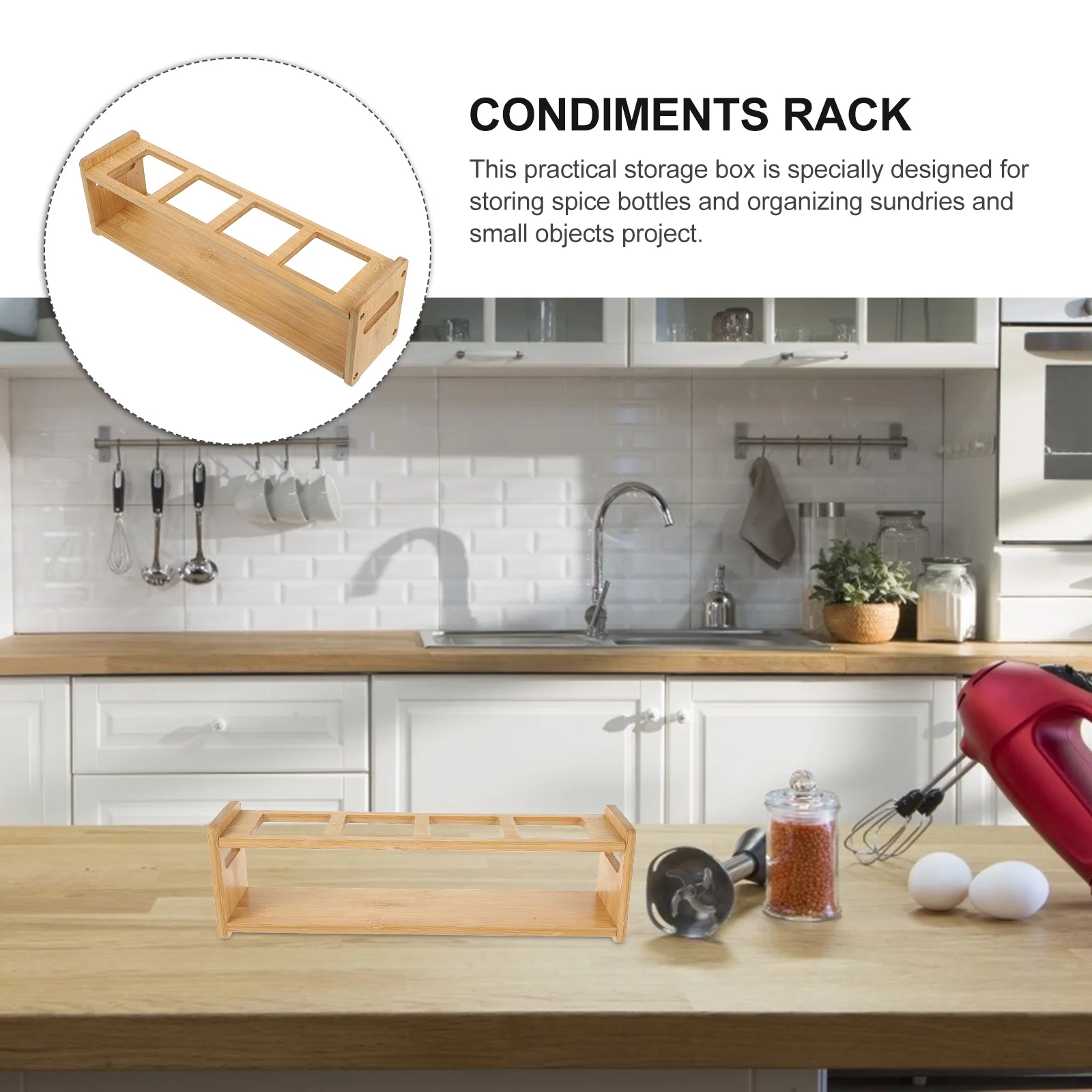 

1pcs Spice Kitchen Wooden Rack Sturdy Condiment Shelf Seasoning Bottle Holder Oil Bottle Storage Holder Vinegar Dispenser Rack