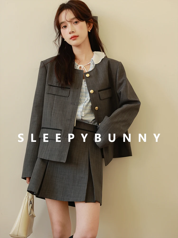 

Elegant High Waist Pleated Skirt Women Gray A-Line Mini Skirt Korean Style Preppy Look Slim Fit Short Skater Skirt Daily Wear