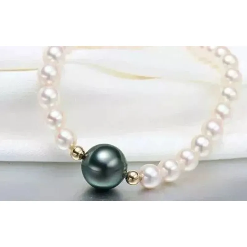 Stunning Natural South Sea White Black Pearl Pendant Necklace High Sense Light Luxury Fashion Women's Necklace 18 7-8/10 -11mm -