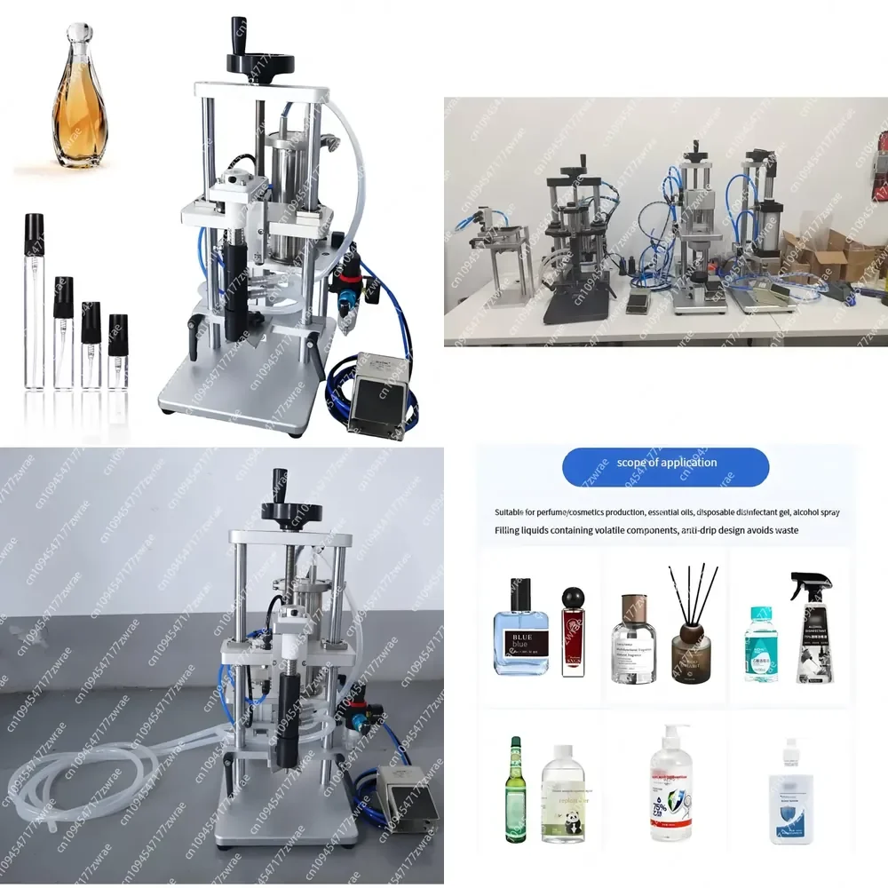 100ml Single Nozzles Pneumatic Semi Automatic Perfume Oil Beverage Cream Filling Machine Wood Bottles High Accuracy Energy