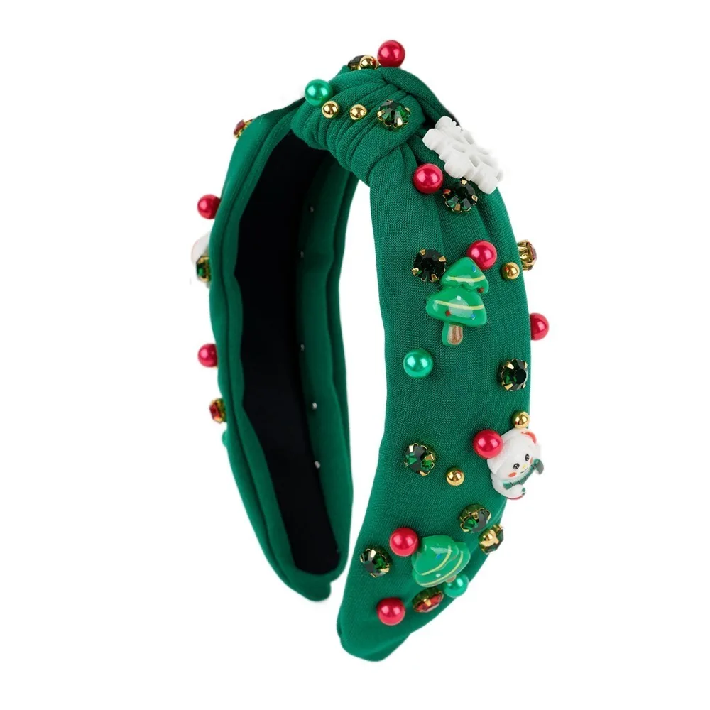 Soft Rhinestone Christmas Hairband Bow Elegant Santa Claus Headwear Snowflake Luxurious Snowman Creative Hair Hoop Makeup