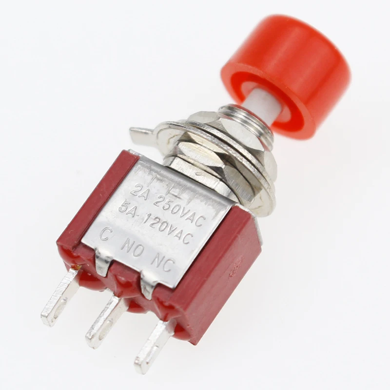 5Pcs 3Pin C-NO-NC 6mm Mini Momentary Automatic return Push Button Switch ON-(ON) 2A 250VAC/5A 120VAC Toggle Switches