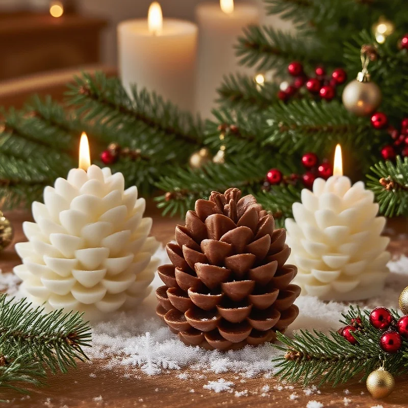 Pine Cone Silicone Mold, Christmas DIY Candle Making Molds for Pine Cone Shaped Candle Crafts Aromatherapy Candle Making Tool