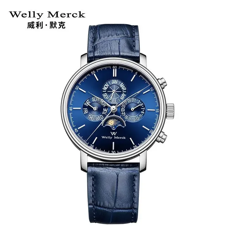 Genuine Welly Merck Automatic Mechanical Men's Watch Multifunctional Fashion Trend Watches