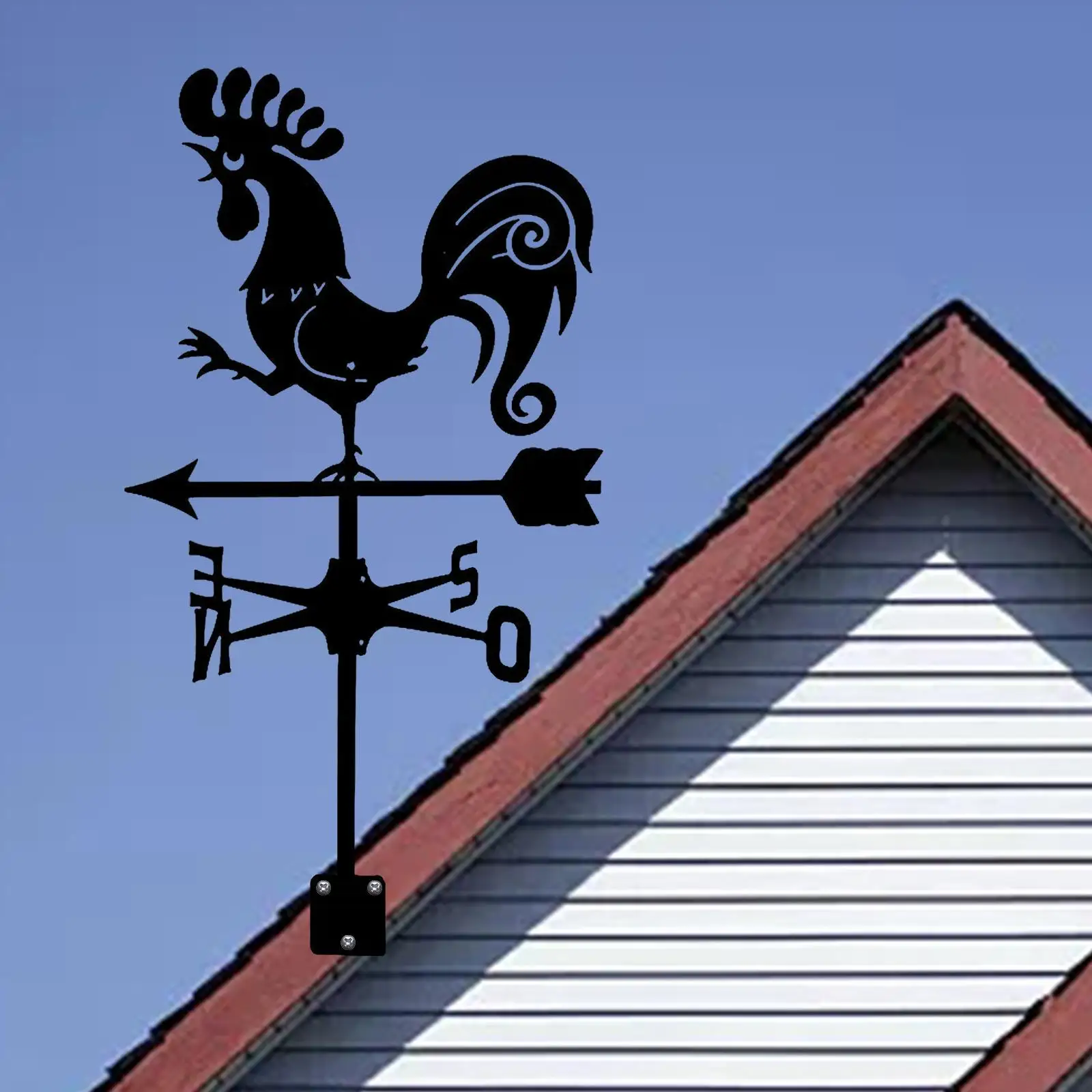 Wrought Iron Weathervane Scene Wind Direction Measuring Instrument Weather Vane Outdoor Scene for Lawn Farmhouse Decoration