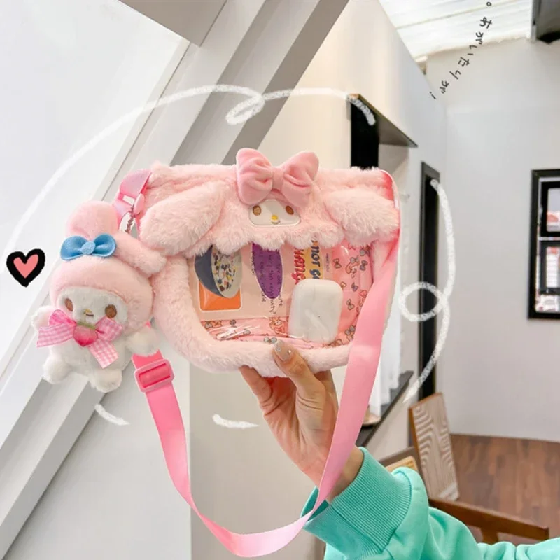 حقيبة كتف بلاستيكية شفافة من Sanrio للفتيات ، كارتون ، كورومي ، لحني ، دمية ، كروس بودي ، كوري ، لطيف ، ألم ، هدية ، جديدة #2