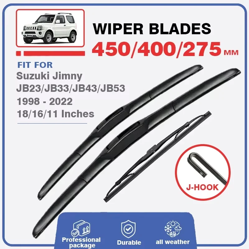 

Front Rear Wiper Blades Set Kit For Suzuki Jimny MK3 JB23 JB33 JB43 JB53 1998 - 2018 Windshield Windscreen Window 18"+16"+11"