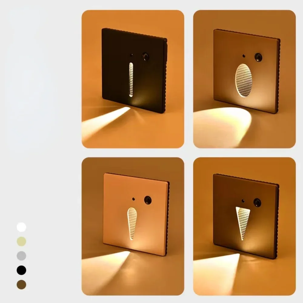 Recessed Led Wall Lamp PIR Motion Sensor Stair Case Light AC90V-260V Step Lamp Corridor Lighting Indoor Wall Lighting