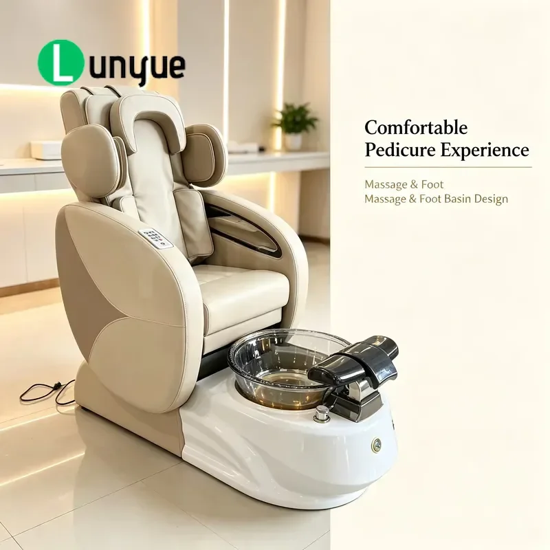 Electric Foot Massage Chair Recumbent Spa Beauty Chair with Glass Foot Basin Relaxing Pedicure Furniture for Home Use
