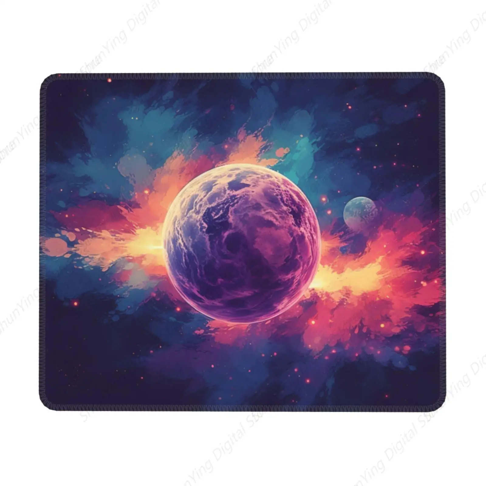 Space Planet Punk Mouse Pad Non Slip Stitched Edge Mouse Pad Suitable For Office Mouse Pads On Male And Female Laptops 18*22cm