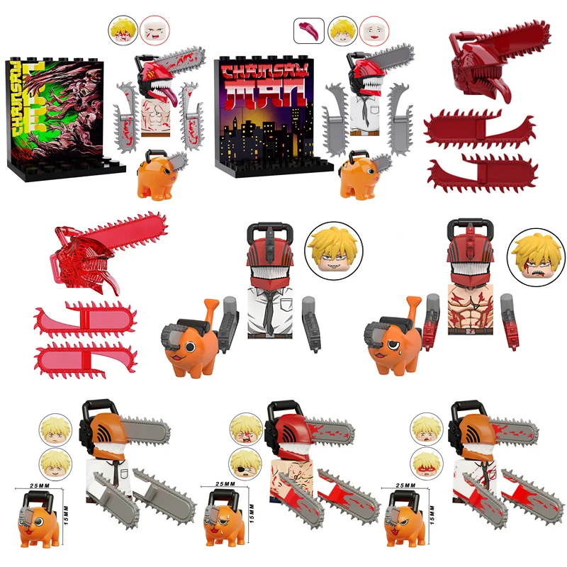 MOC Creative Chainsaws Man Denji Pochita anime action figures Model Building Blocks Boys Assembly Bricks DIY Toys for Kids Gifts