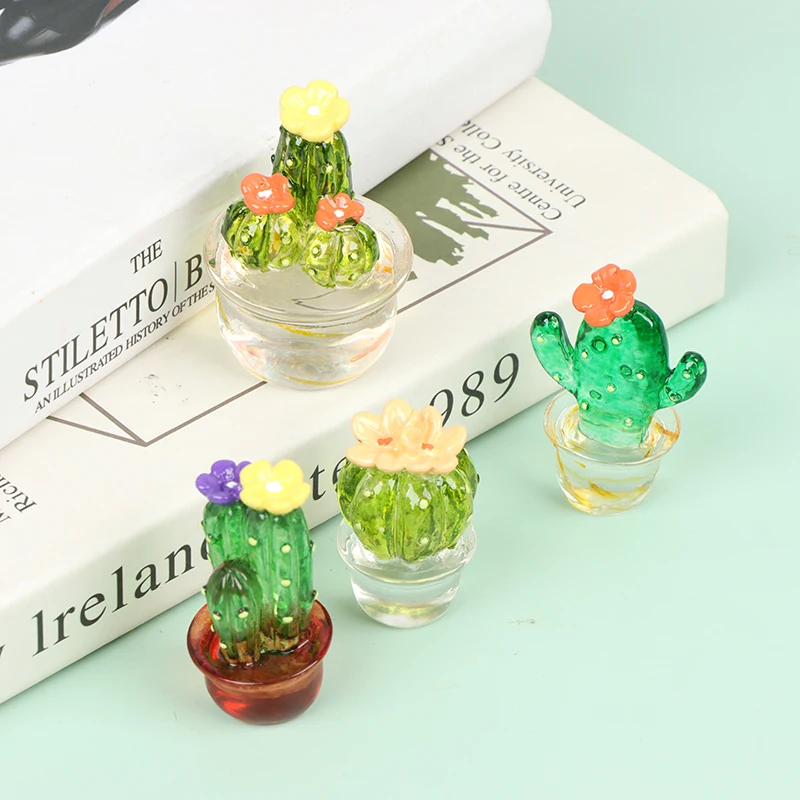 Estatuetas de cacto de vidro em miniatura, bonito, artesanato de mesa, bonsai, decoração em miniatura para escritório e casa