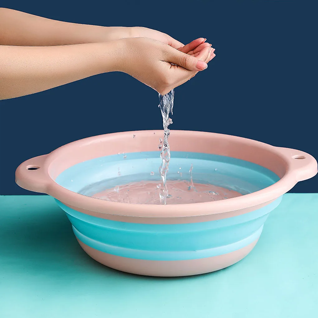 Folding Plastic Wash Basin Portable Travel Home Kitchen Bowl Hanging Washing Dish Foot Washbasin