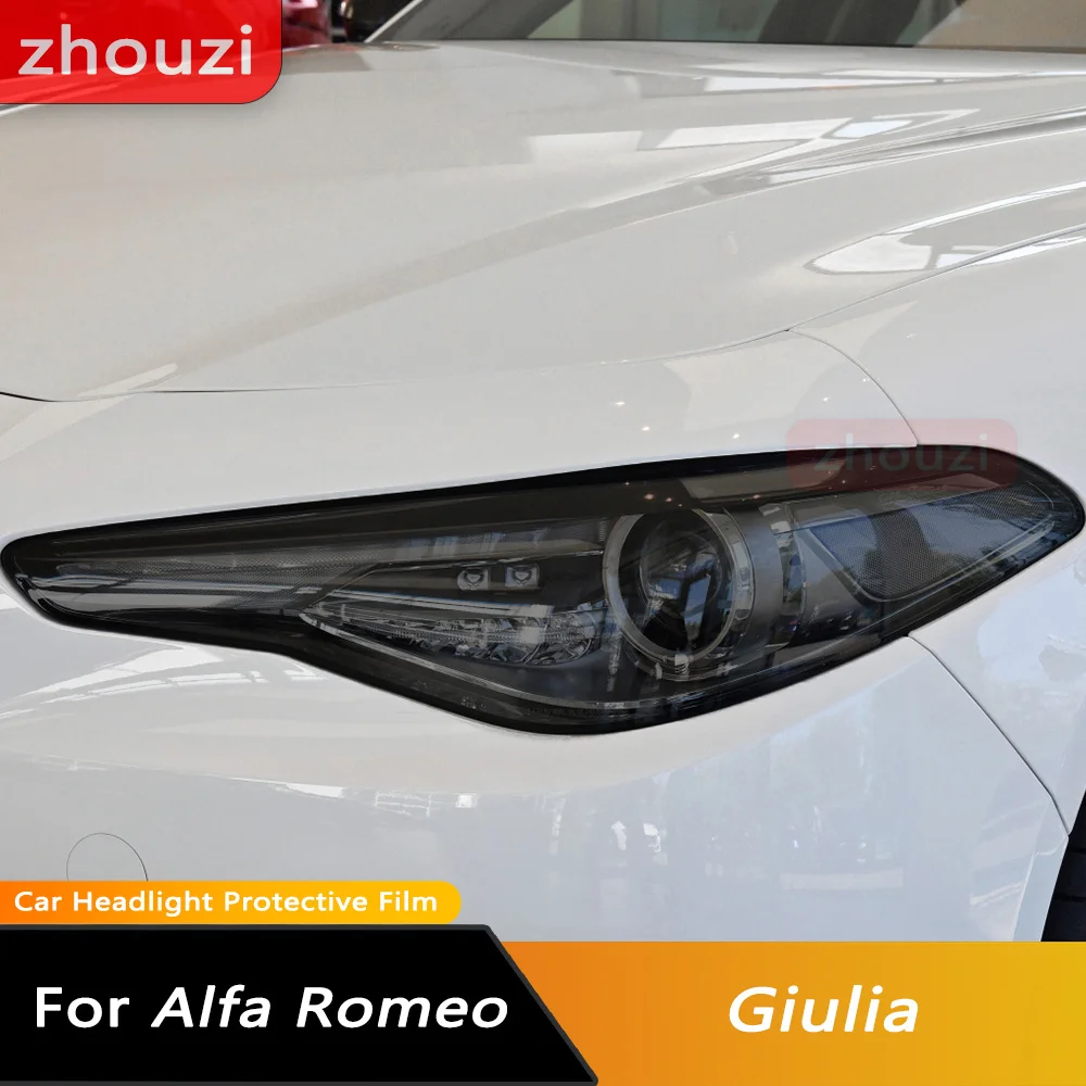 Per Alfa Romeo Giulia 952 2016-Present 2022 pellicola protettiva per fari auto luce anteriore trasparente nero affumicato TPU Sticker 2 pezzi