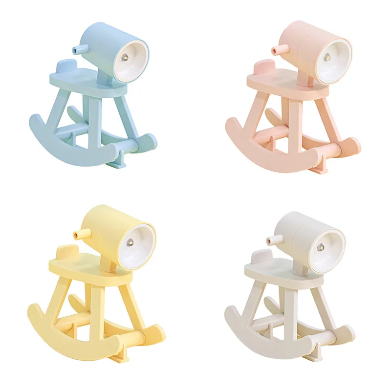 Cartoon Gift Book Lamp Desktop Ornament Cute Atmosphere Light Rocking Horse Mini Night Light Mobile Phone Holder