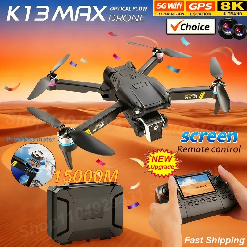 Drone professionnel nouveau K13 MAX 8K HD double caméra 5G FPV WIFI intelligent évitement d'obstacles moteur sans brosse aérien quadrirotor jouet cadeau