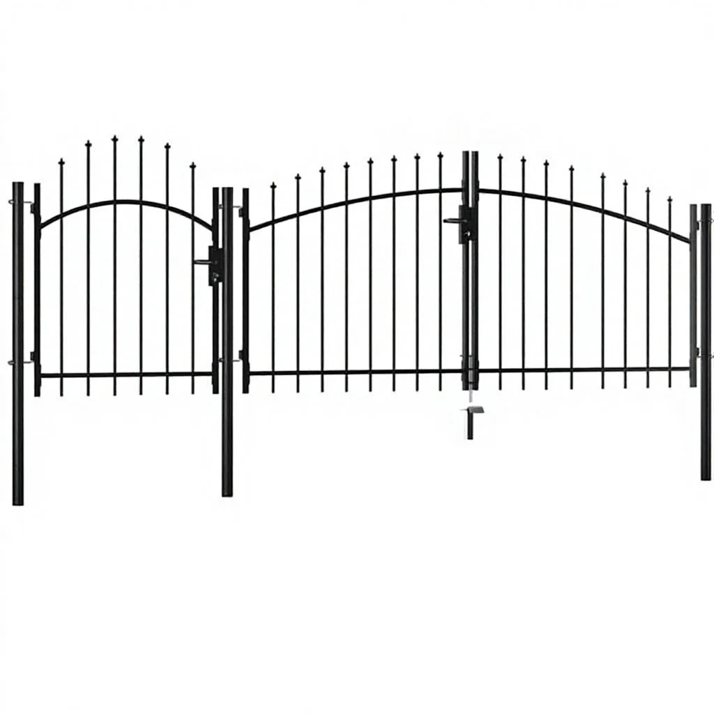 &*VidaXL Steel European Style Garden Gate 1.75x4m Black DIY for Garden Porch Pool Orchard
