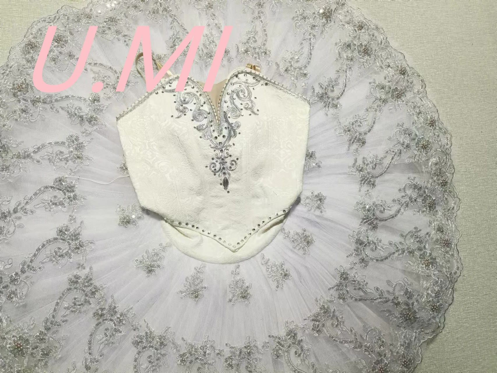 Professional white silver Fairy ballet dress plate skirt tutu dress competition custom