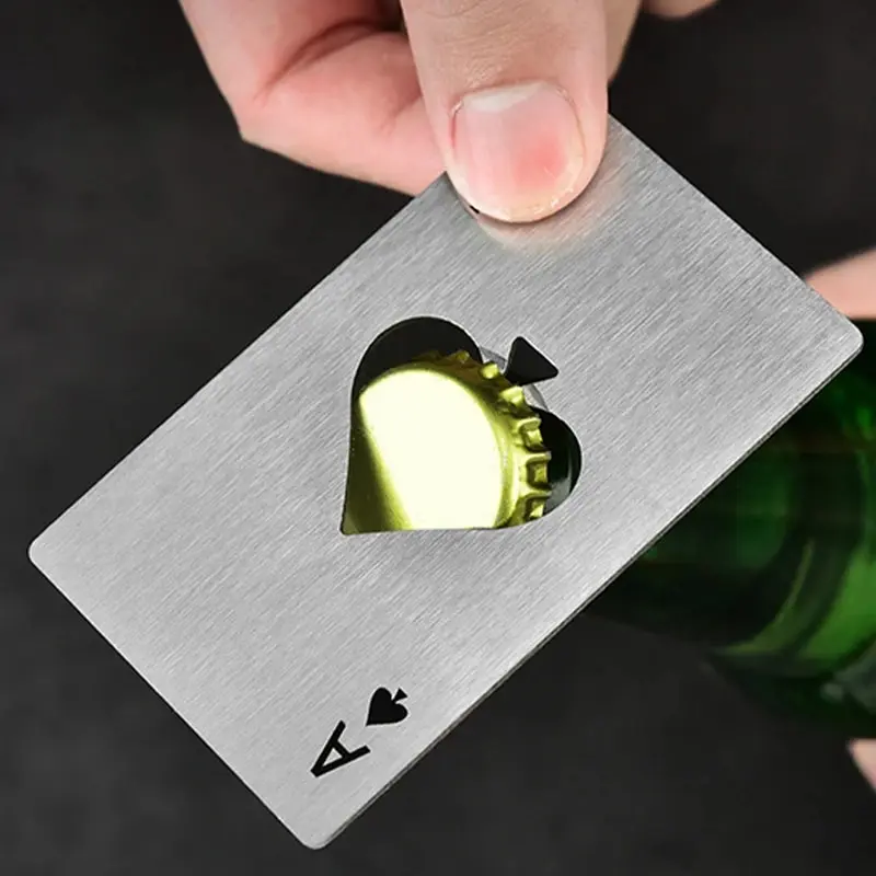 Ace of Spades Credit Card Size Bottle Opener Creative Playing Card Shaped Portable Stainless Steel Bottle Opener