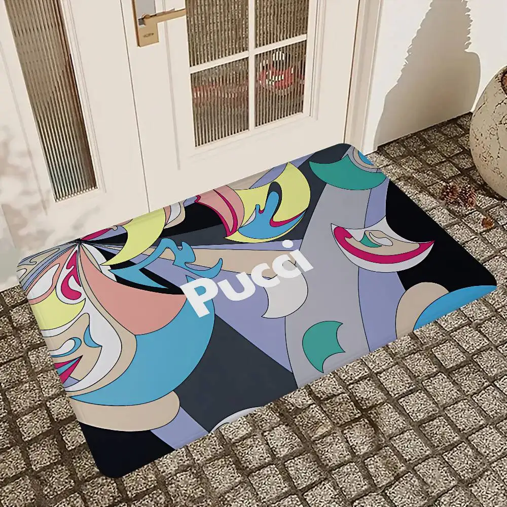 E-emilio P-pucci Logo Bathroom Mat Anti-slip Absorb Water Long Strip Cushion Bedroon Mat Hotel Decor Mat