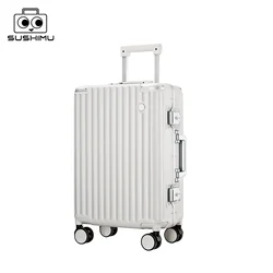 sushimu Suitcase  Travel Suitcase Men 20 24 26 Carry-On Luggage Women PC Aluminum Frame Trolley Case TSA password lock