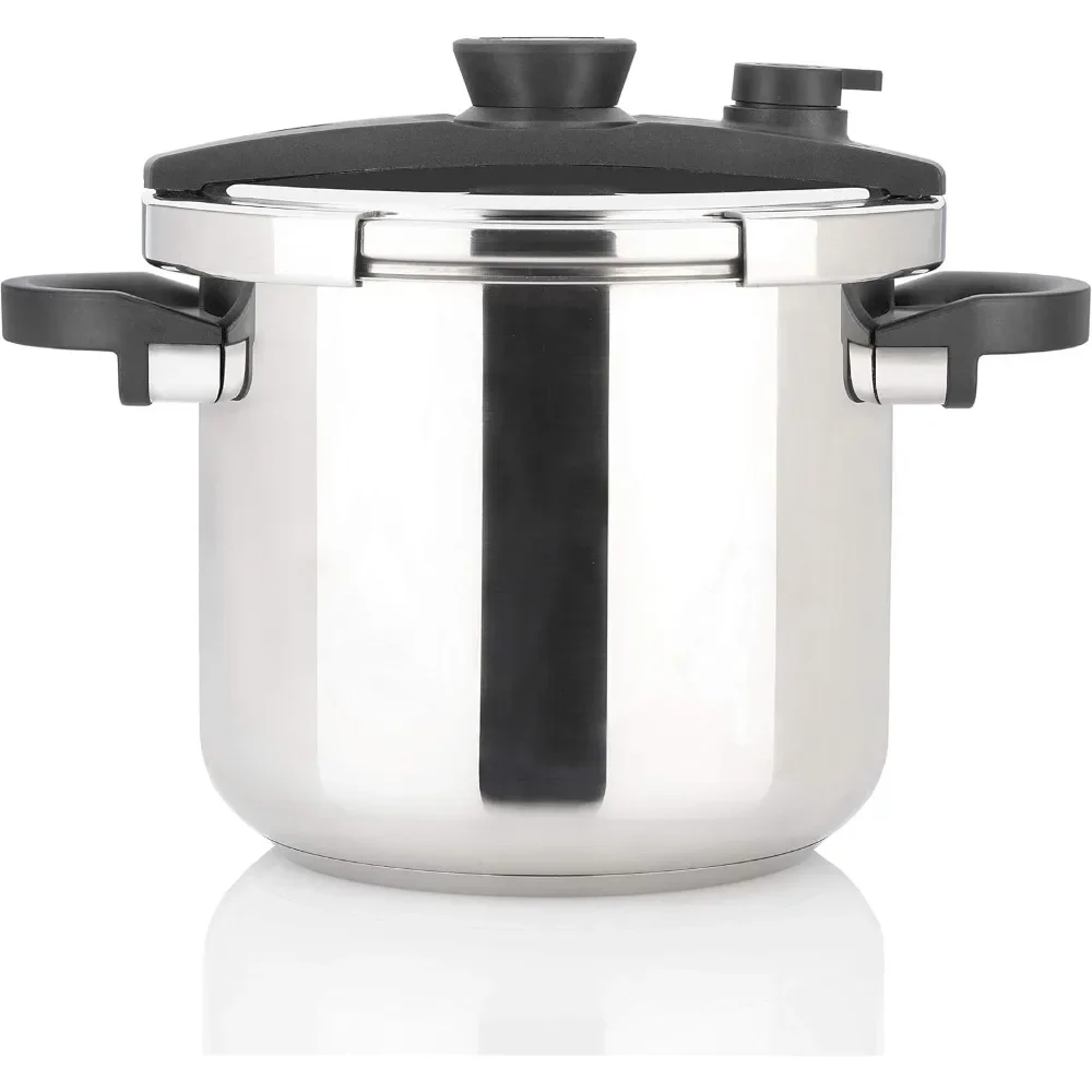 

Stove Top Pressure Cooker 7 Quart Stainless Steel Multi Pressure Levels Easy Locking Induction Ready Steamer Basket