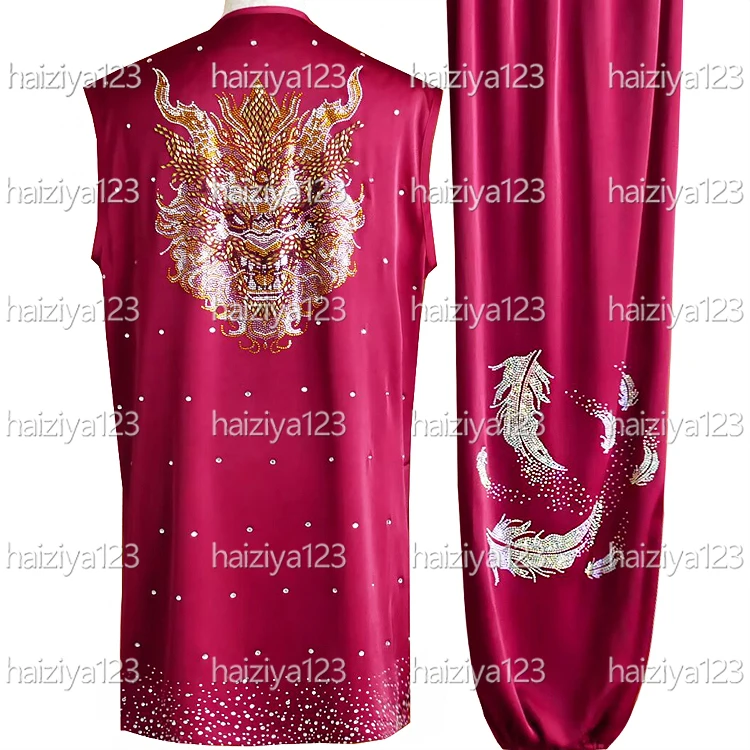 

New Sparkling Diamond Wushu uniform Kungfu clothes Martial arts suit Changquan Taolu garment for man woman girl boy kids adults