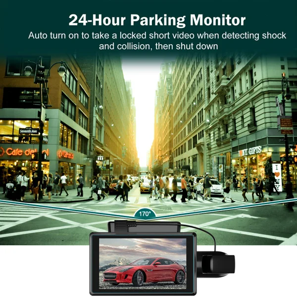 New Dual 1080P Lens Car DVR Dash Cam Video Recorder Front and Inside Camera Dash Cam Night Parking Monitoring Recorder