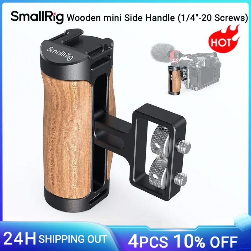 smallrig-ケージ用の木製ミニサイドハンドル、2つのネジ穴が含まれ、sidで18mmの距離-2913、1-4-20