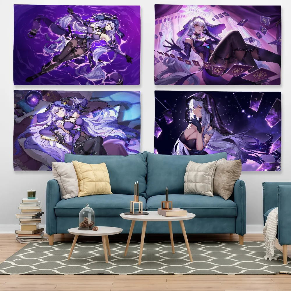 Tapiz con diseño de cisne negro de Honkai Star Rail, para fiestas al aire libre, dormitorio, sala de estar, dormitorio, decoración temática, banderola colgante de pared, regalo