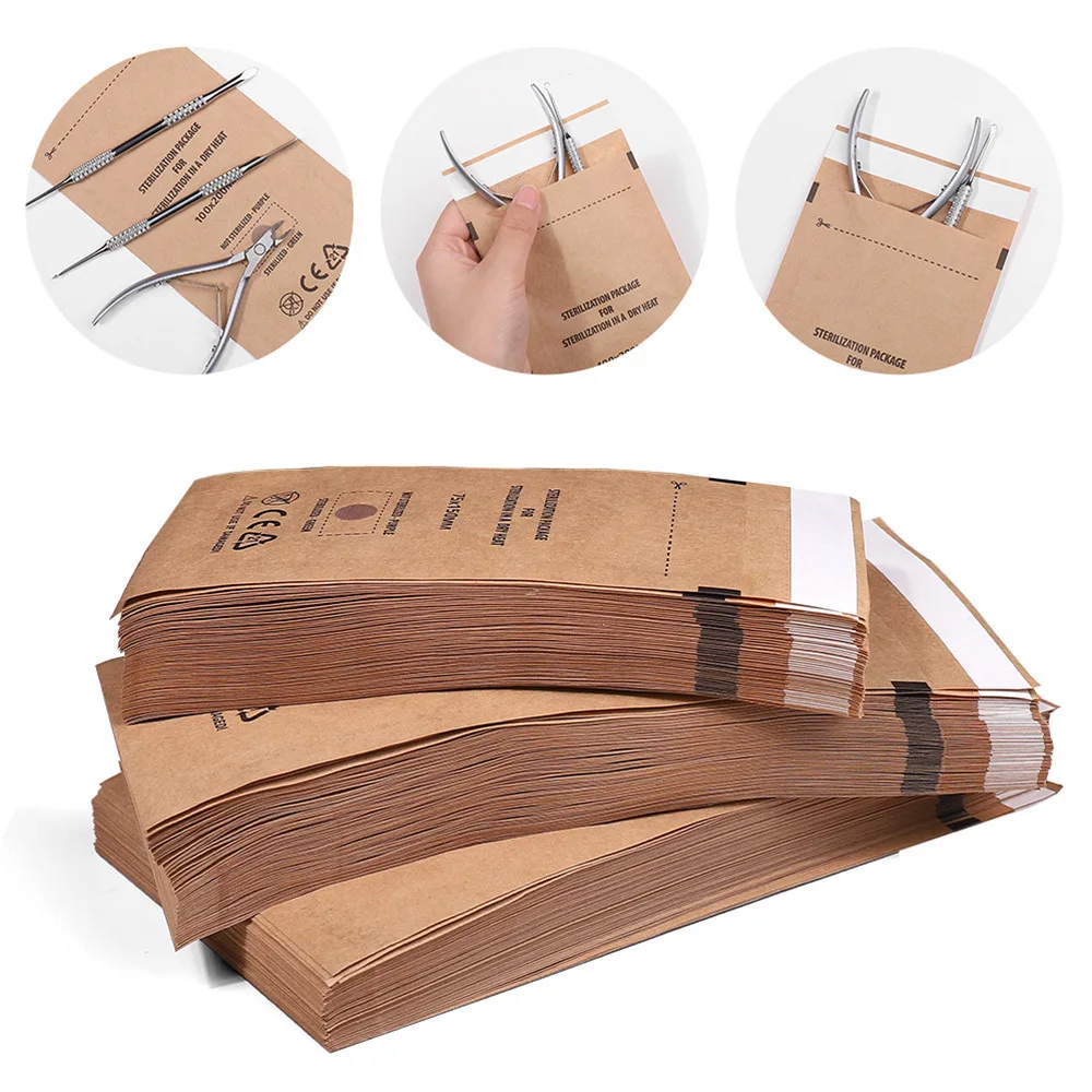 Disposable Kraft Ziplock Bag Sterilization Bag High Temperature Dry Heat Manicure Sterilization Bag  Ziplock Sterilization  Bag