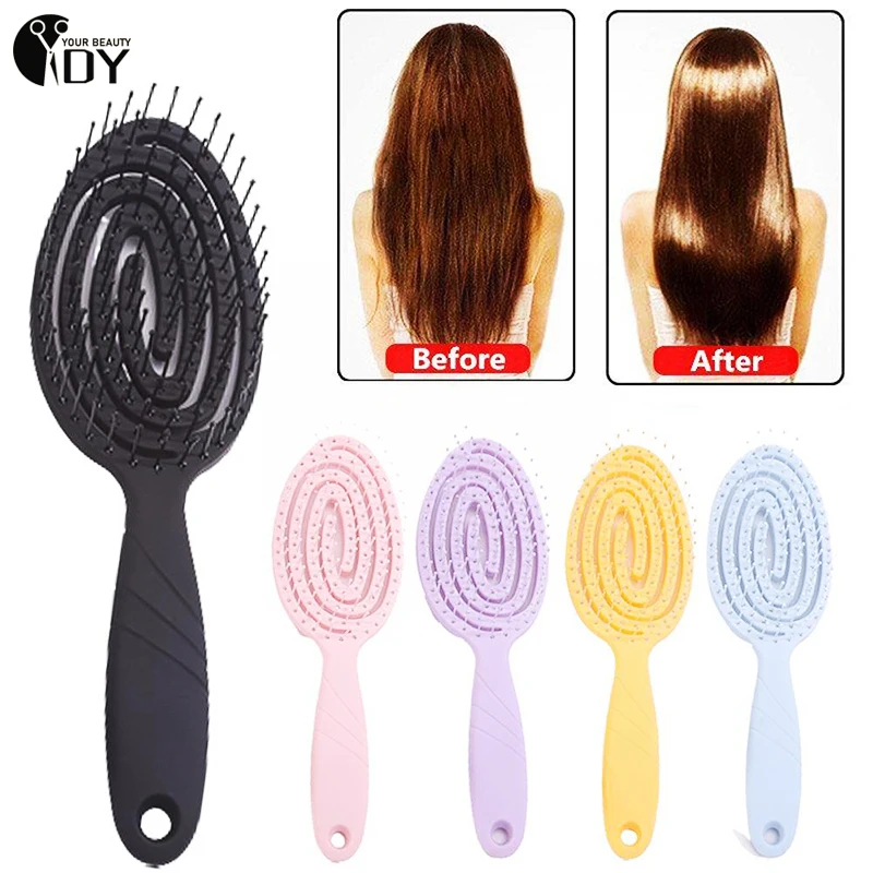 Relaxing Elastic Massage Comb Portable Hollow Hair Combs Scalp Massage Brush Soft Tooth Comb No Harm To Hair Massage Scalp Brush